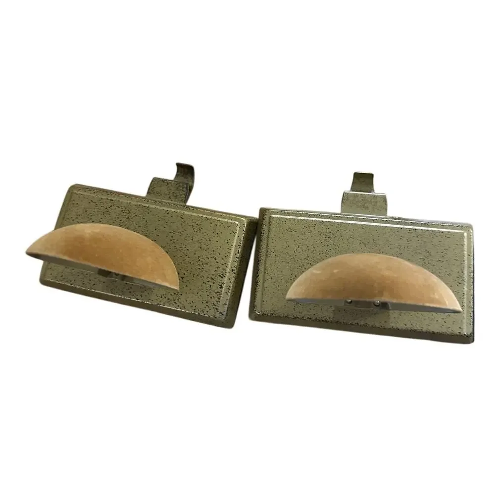 Vintage Set 2 Mushroom Metal Hook Hanger Fireplace Mantel Stocking Holder Velvet